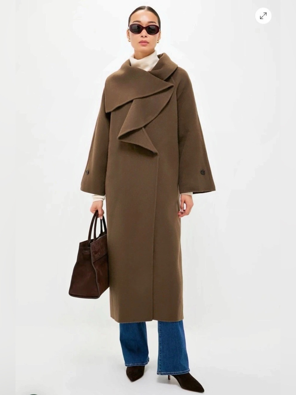 STAUD Noah Coat Wool Blend Draped Lapel Coat Size XL